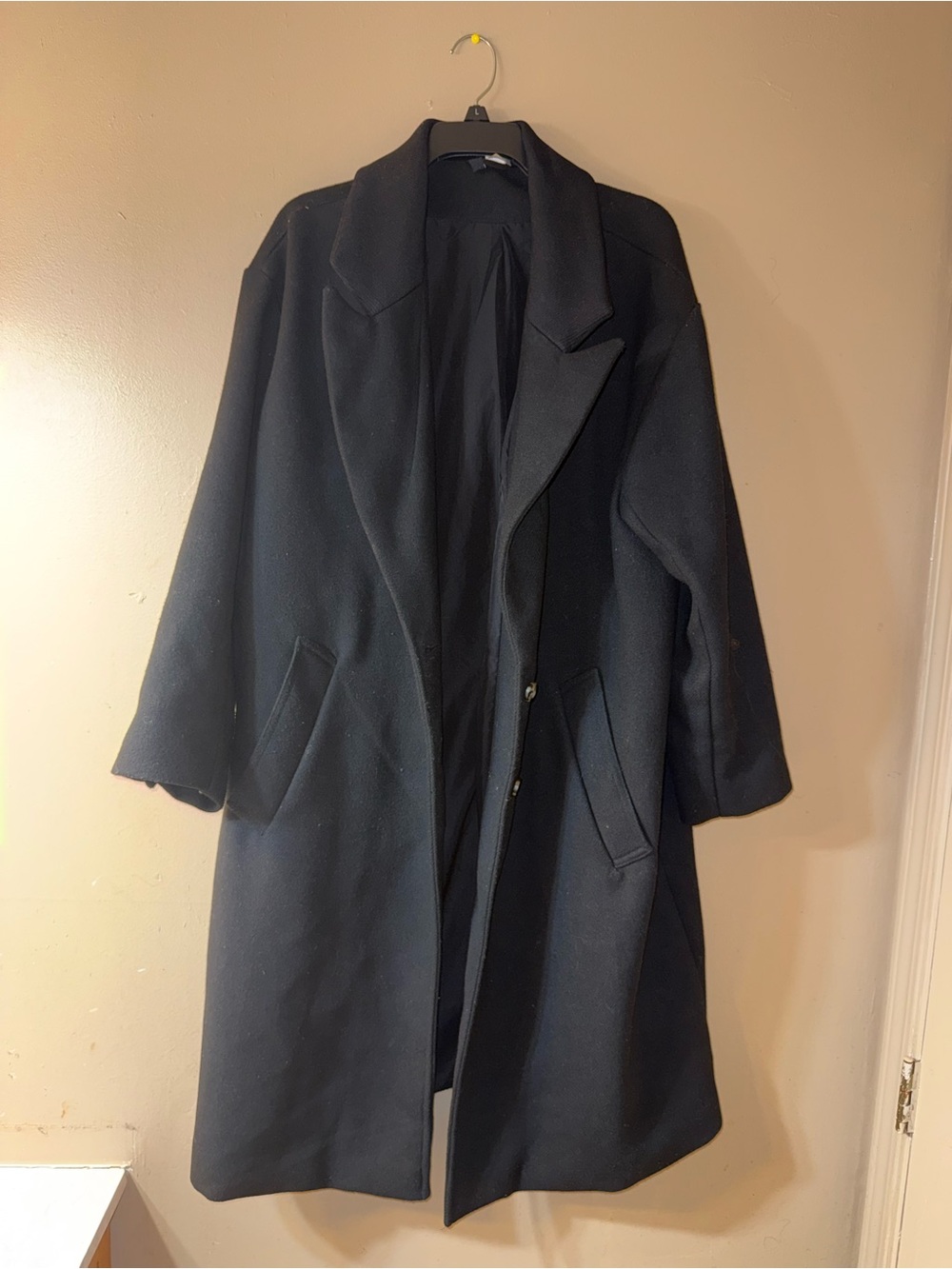 Divided Black Textured Women's Winter Trench Coat